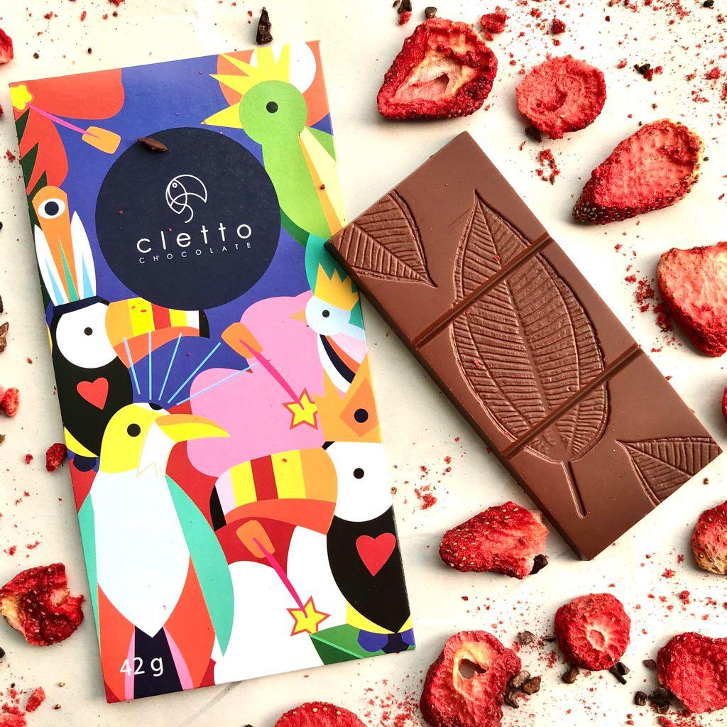 Tableta 55% cacao con leche y Frutos Rojos 42g
