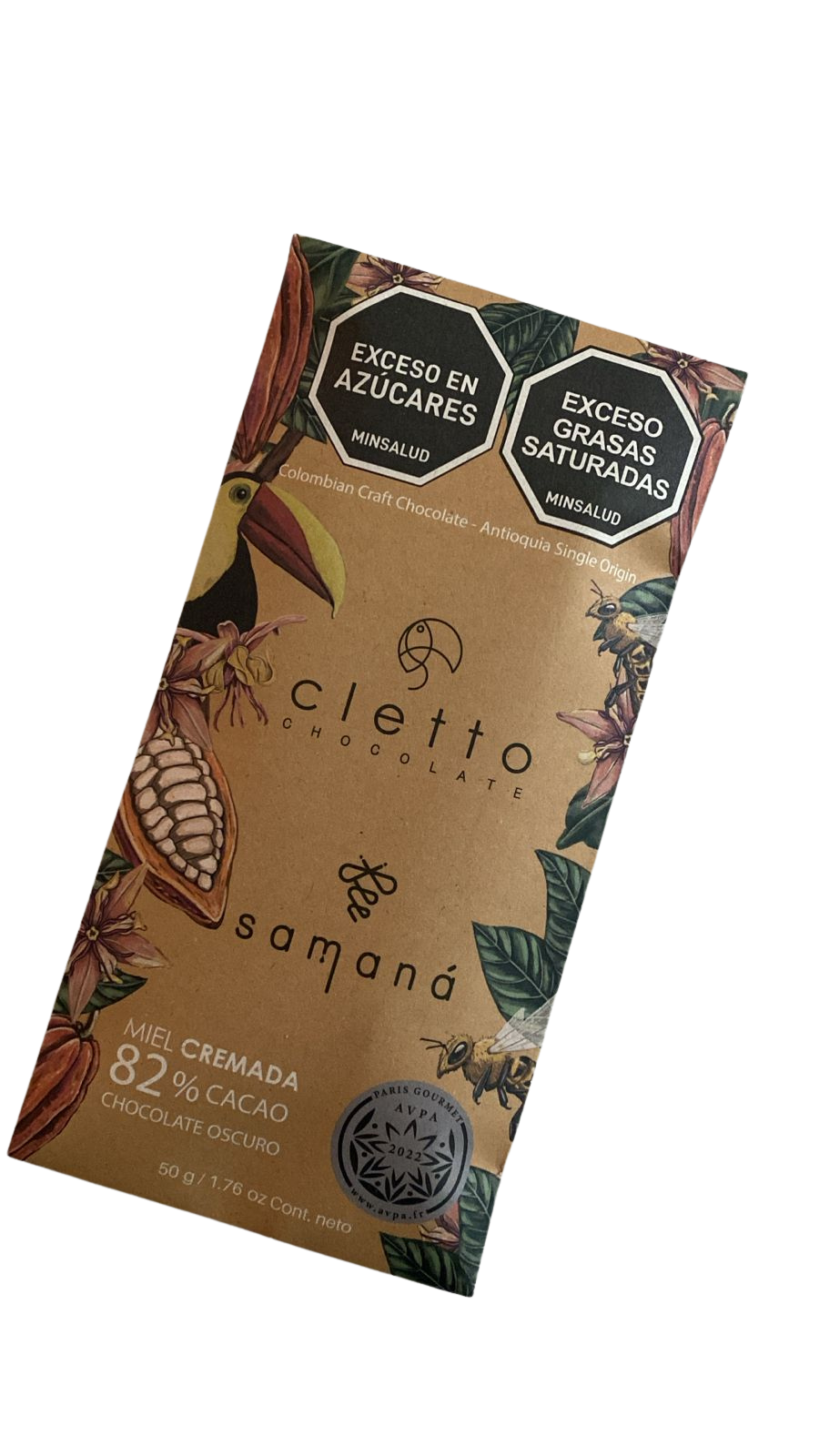 Tableta 82% cacao relleno de miel cremada 50 g
